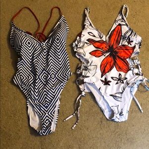 Swimsuit bundle. Blue is L (NWT) and White is M.